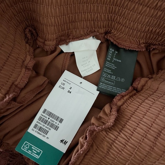 H&M Size 2 Rust Brown Tiered Lace Boho Western Maxi Skirt NWT Cottagecore - Picture 7 of 8